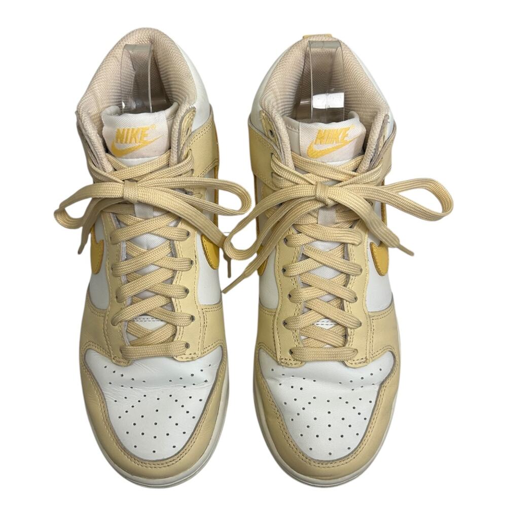 Nike Women's Dunk High-Top Sneakers Two-Tone Pale Vanilla White Yellow Size 7 US - Picture 4 of 12